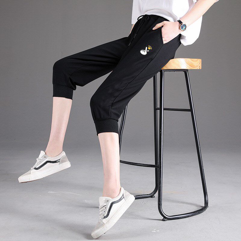 七分裤女棉麻哈伦裤宽松夏季薄款显瘦中裤百搭裤休闲冰丝亚麻女裤