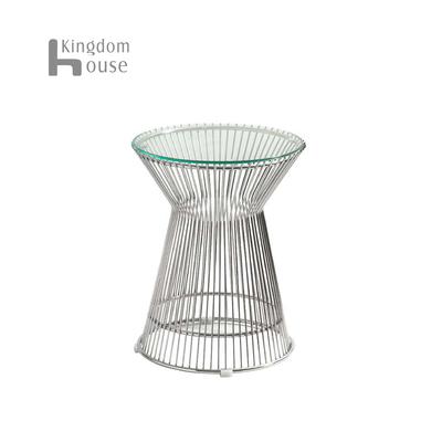 Warren platner side table意式极简边几不锈钢玻璃角几客厅会所