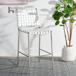 SAFAVIEH Bahari Woven bar Stool北欧时尚编织皮带不锈钢吧椅