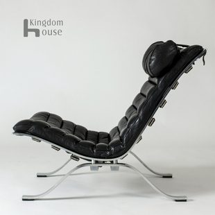 Ari Lounge Chair阿里全真皮休闲椅轻奢中古靠背椅不锈钢椅子躺椅