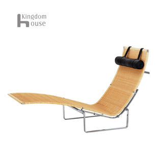 PK24 chaise lounge中世纪ABS塑料藤午休躺椅北欧休闲阳台躺椅