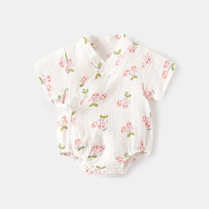 婴儿包屁衣夏季薄款宝宝三角爬服双层纱布短袖连体衣新生儿衣服夏