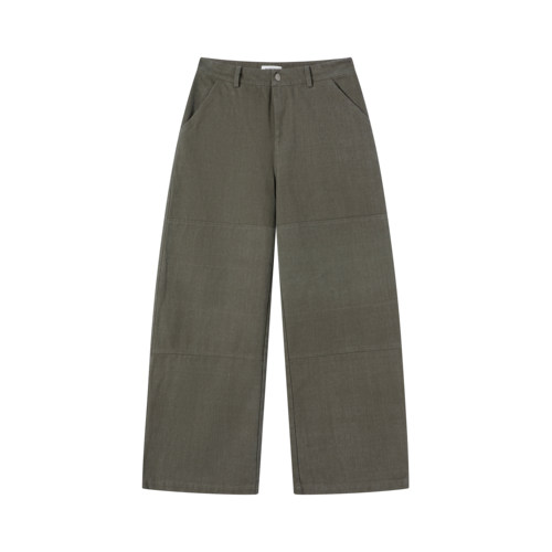 RANDOMHOKER 男女同款水洗复古裁片拼接低腰弯刀直筒工装裤