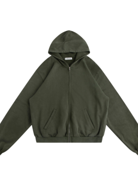 RANDOMHOKER 水洗复古做旧拉链连帽开衫卫衣/弯刀廓形抽绳卫裤