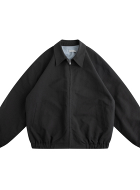 RANDOMHOKER 全棉厚款淡蓝内里哈灵顿夹克 秋冬翻领宽松休闲外套