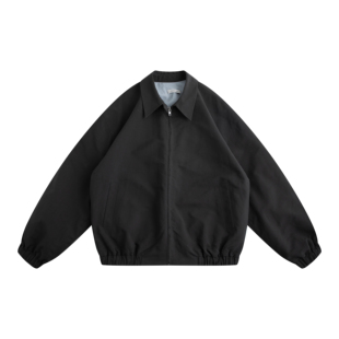 RANDOMHOKER 全棉厚款淡蓝内里哈灵顿夹克 秋冬翻领宽松休闲外套