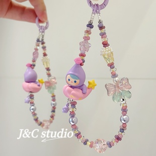 正版泡泡玛特晚安点亮萌粒手机链进口花生珠毕奇星星人sp包包挂饰