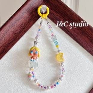 正版泡泡玛特萌粒泰国限定哭娃手机链手机挂饰包挂串珠diy送礼物