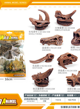 跨境仿真实心野生动物模型套装恐龙头骨史前生活沙漠动物摆件玩具