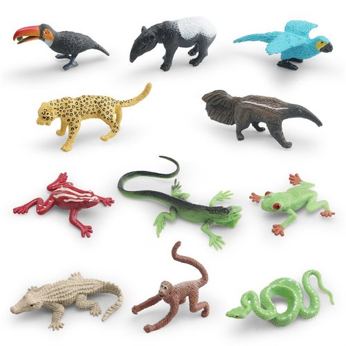 仿真儿童雨林动物模型巨蜥树蛙蜘蛛猴食蚁兽树蟒巨嘴鸟凯门鳄摆件
