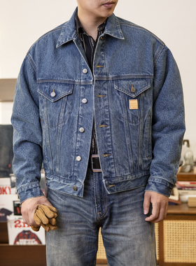 红风 牛仔外套短款宽松重磅J10咔哈特美式复古工装夹克开春牛仔衫