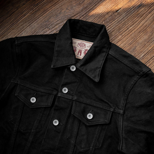 红风 526黑铠牛仔夹克男美式复古赤耳丹宁21OZ重磅黑色原牛外套