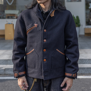 复古工装 外套毛呢大衣 1930S西部铁路承包商羊毛工作夹克美式 红风