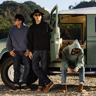 红风 日系加厚复古套头连帽卫衣 拳击手卫衣重磅530g宽松长袖