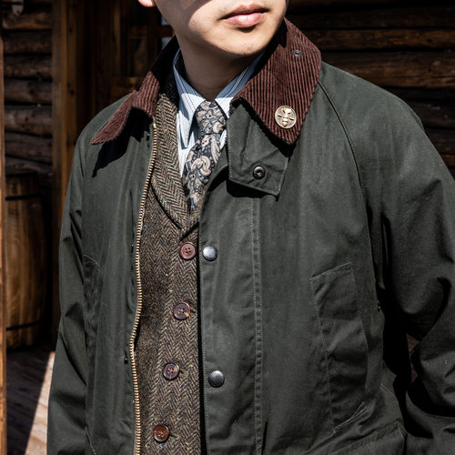红风复古工装油蜡夹克