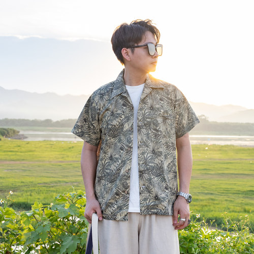 红风夏威夷衬衫短袖古巴领