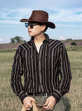 红风 条纹衬衫男德普三代美式复古纯棉定织提花长袖衬衣 复刻双RL