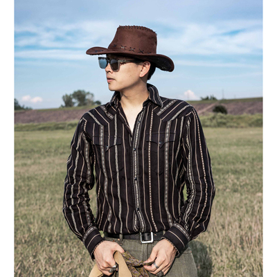 红风 条纹衬衫男德普三代美式复古纯棉定织提花长袖衬衣 复刻双RL