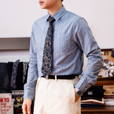 红风 条纹衬衫薄修身美式复古60s商务正装休闲绅装衬衣 复刻双RL