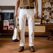 直筒牛仔裤 长裤 阿美咔叽林芳亨版 白色牛仔裤 710赤耳丹宁美式 红风