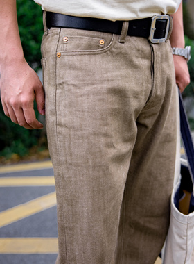 红风 美式牛仔裤男复古18OZ宽松直筒柿染赤耳丹宁工装长裤634版型