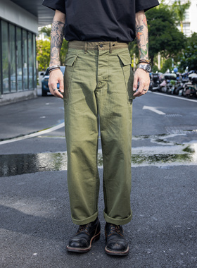 红风 美式工装裤男款复古宽松直筒长裤M43 HBT斜纹面料野战军官裤