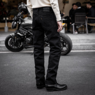 666版 红风 直筒黑色牛仔裤 修身 型 21OZ黑铠重磅赤耳单宁美式