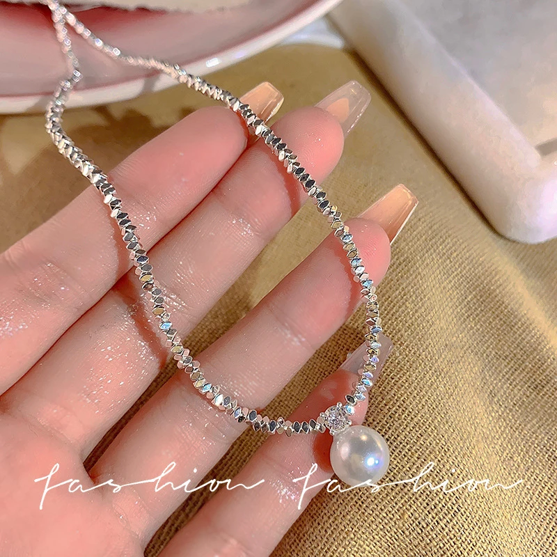 碎银几两珍珠吊坠项链女