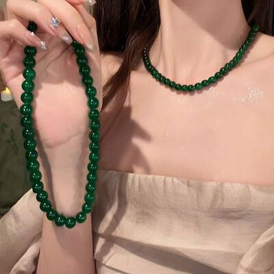 高级轻奢绿色显白新中式古风项链