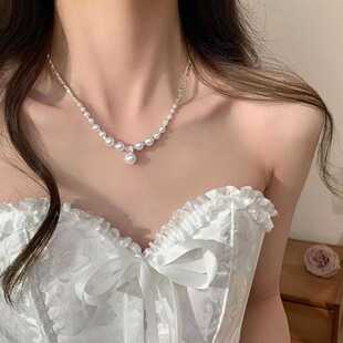 珍珠碎银几两项链女气质百搭锁骨链2025年新款潮小众设计颈链配饰