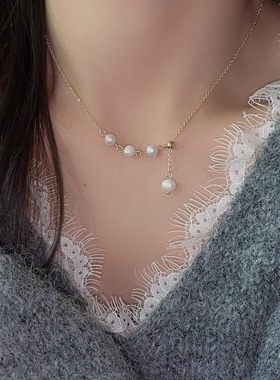 淡水珍珠项链女夏小众设计感