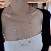 2025新款 长款 满天星仿施家珍珠项链女款 锁骨链轻奢高级感小众颈链