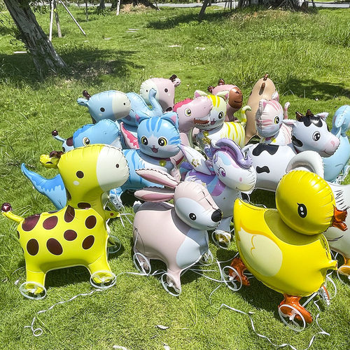 Q版卡通滑轮走路儿童无毒气球