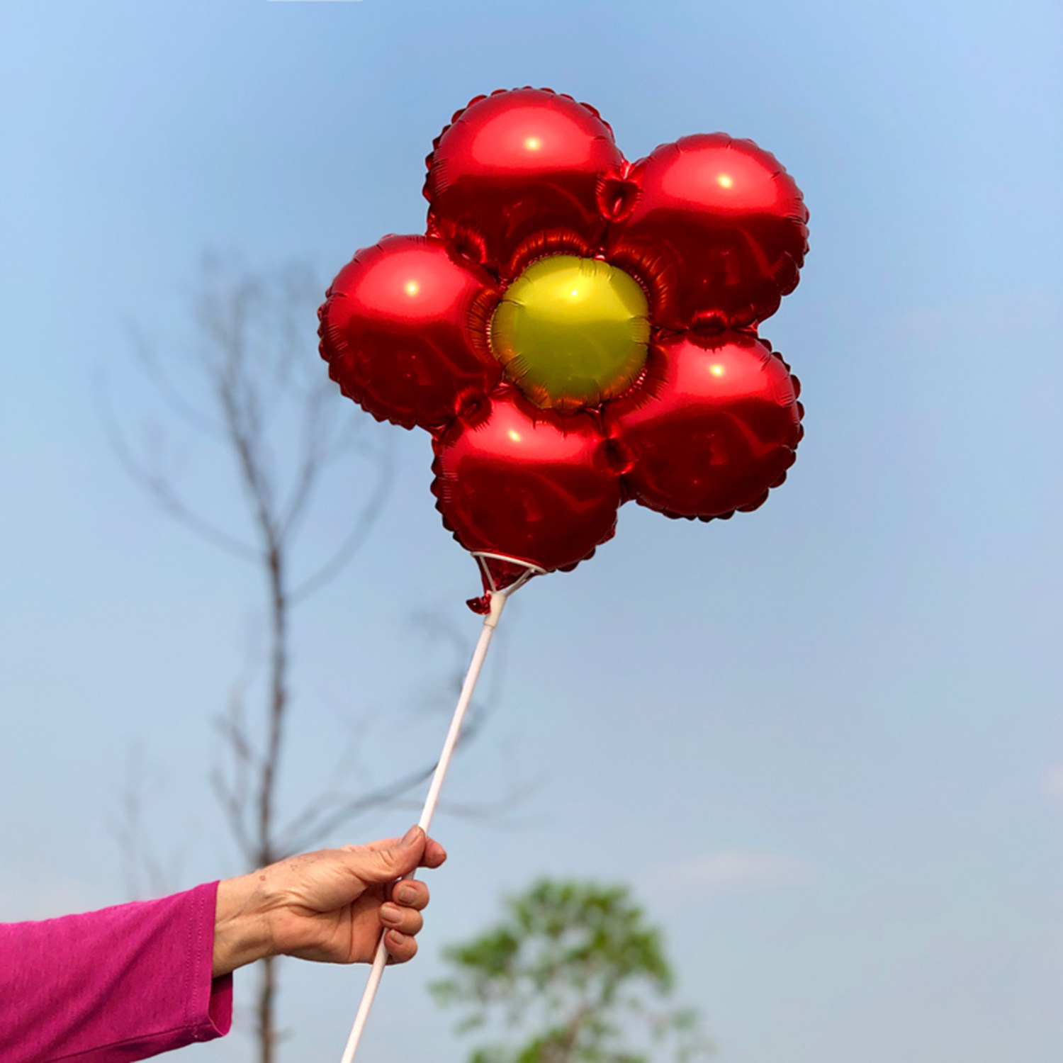 18寸花朵铝膜手持棒气球太阳花儿童手持玩具商场幼儿园装饰摆地摊,节庆用品/礼品,气球,淘宝优惠券,粉丝福利购,淘宝优惠卷