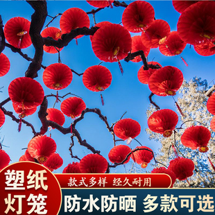 马年过年春节新款户外塑纸灯笼新中式家用防水阳台装饰大红灯笼
