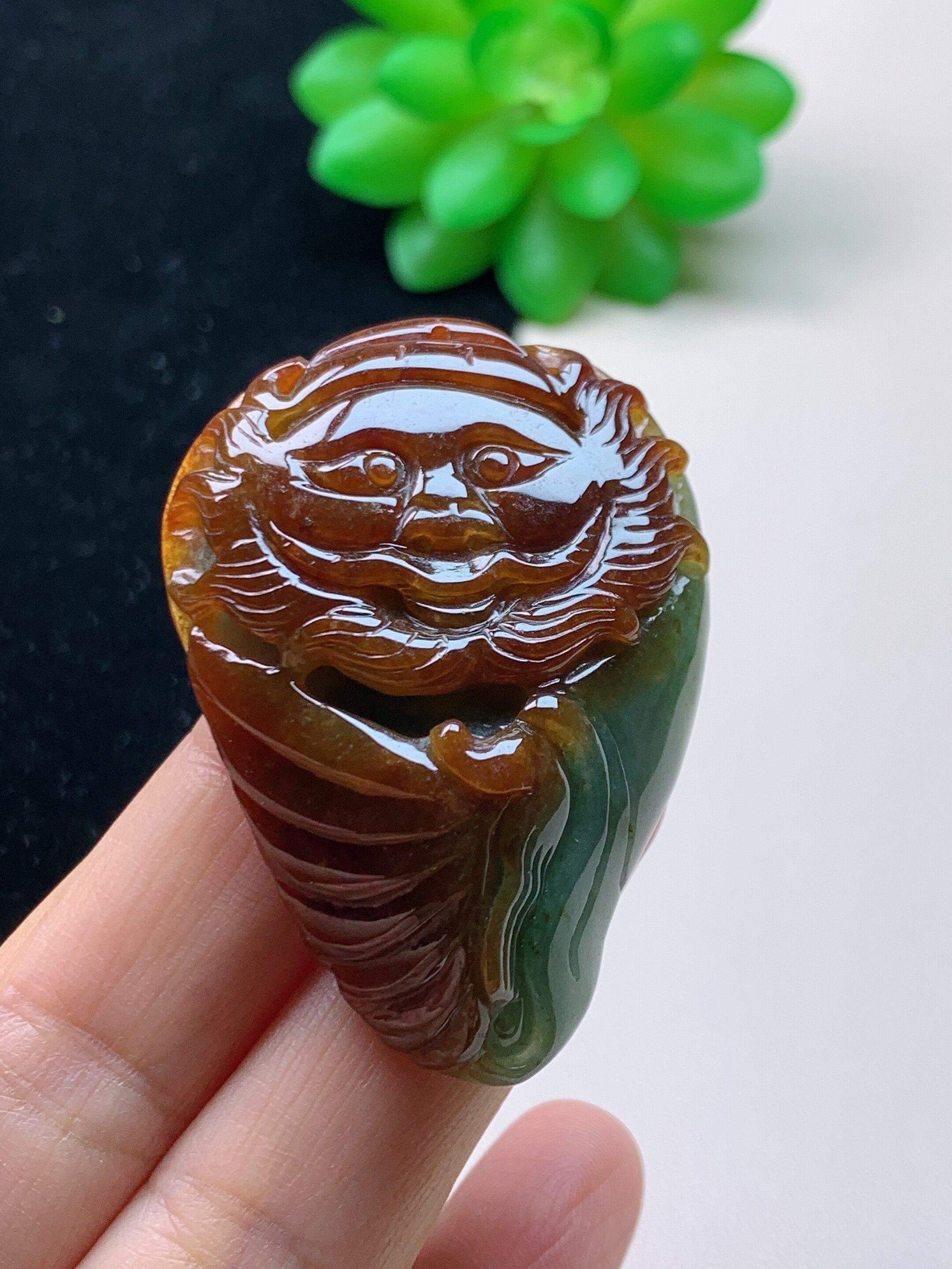 天然缅甸翡翠钟馗吊坠男款红翡糯种玉牌子玉佩吊坠挂件真玉女款