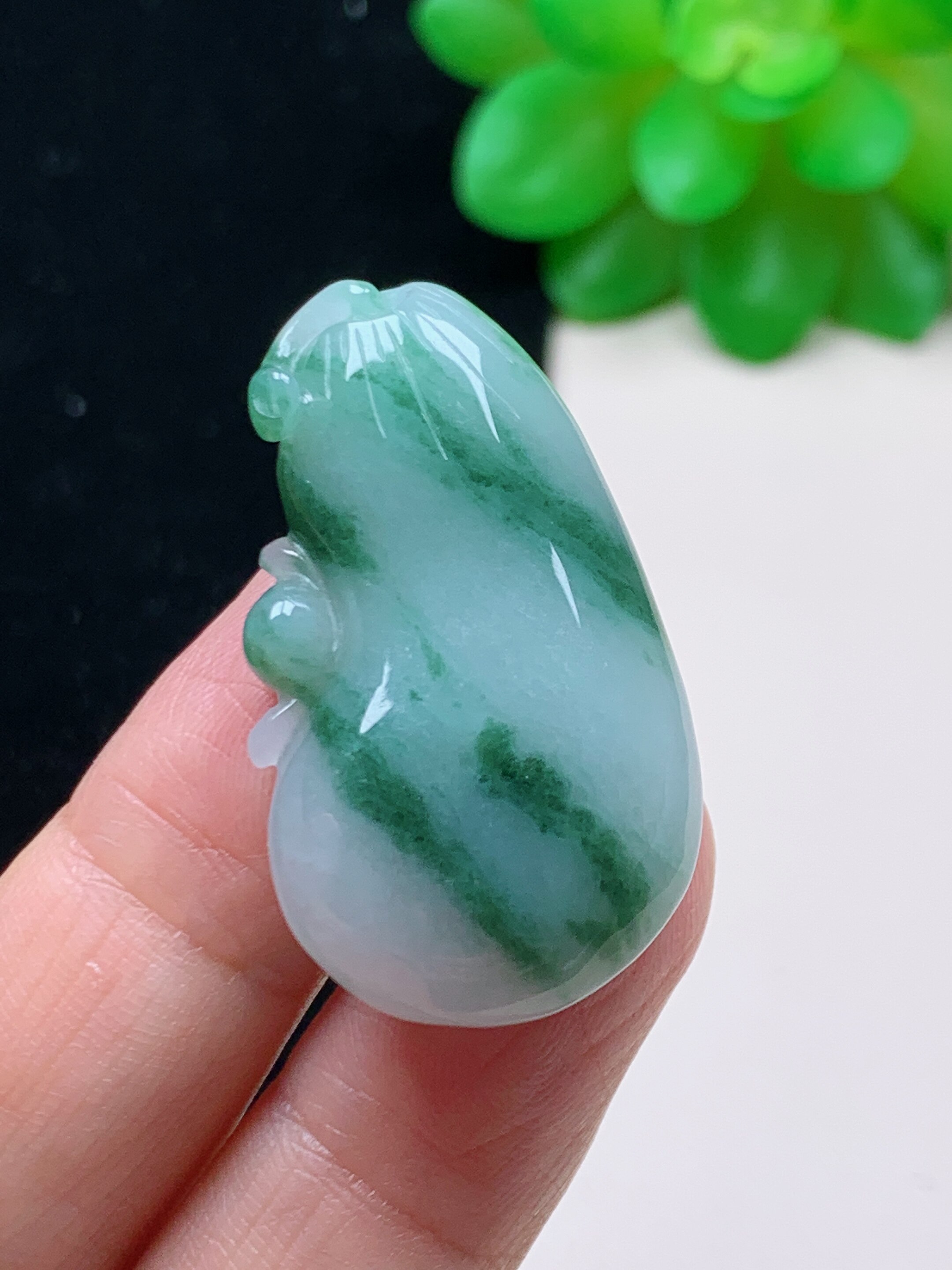 天然飘花翡翠福瓜玉项链玉佩纯天然a货男士冰糯种翡翠吊坠玉器