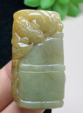 天然翡翠a货男女玉石挂件竹子吊坠报平安项链节节高升学生玉佩