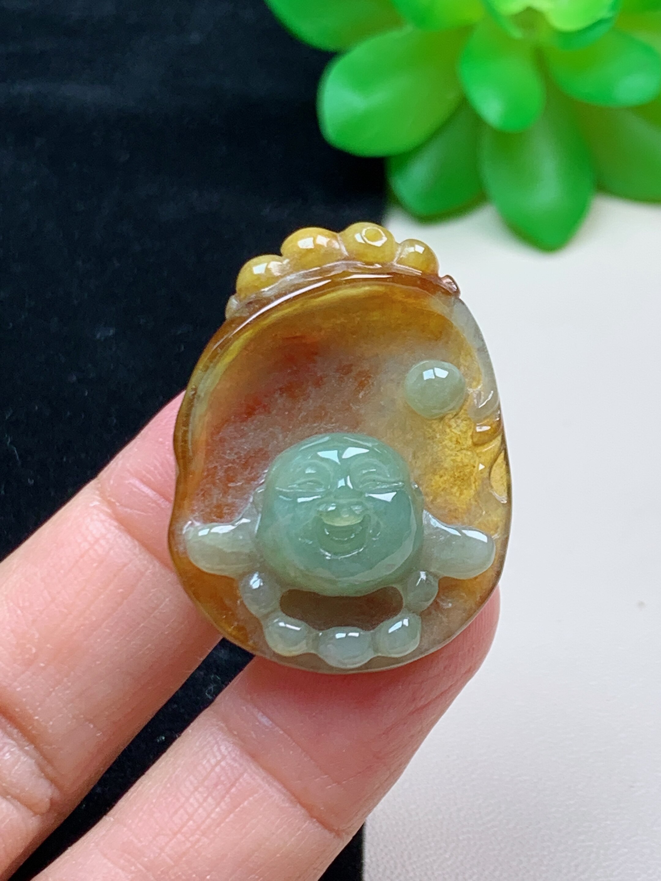 天然正品翡翠a货吊坠玉石佛玉坠女款冰种红翡释迦牟尼佛头挂件