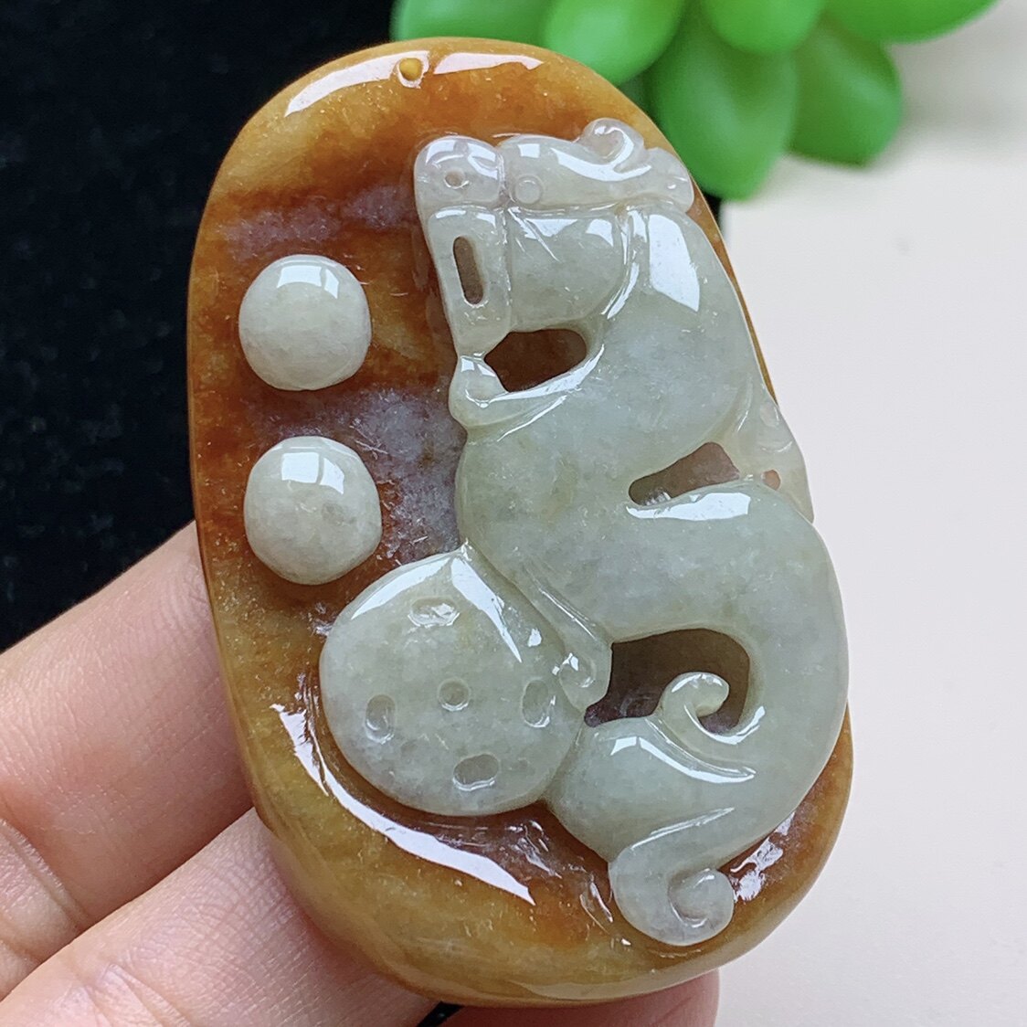保真天然糯种仿古红翡龙牌龙行天下生肖龙男款玉佩吊坠