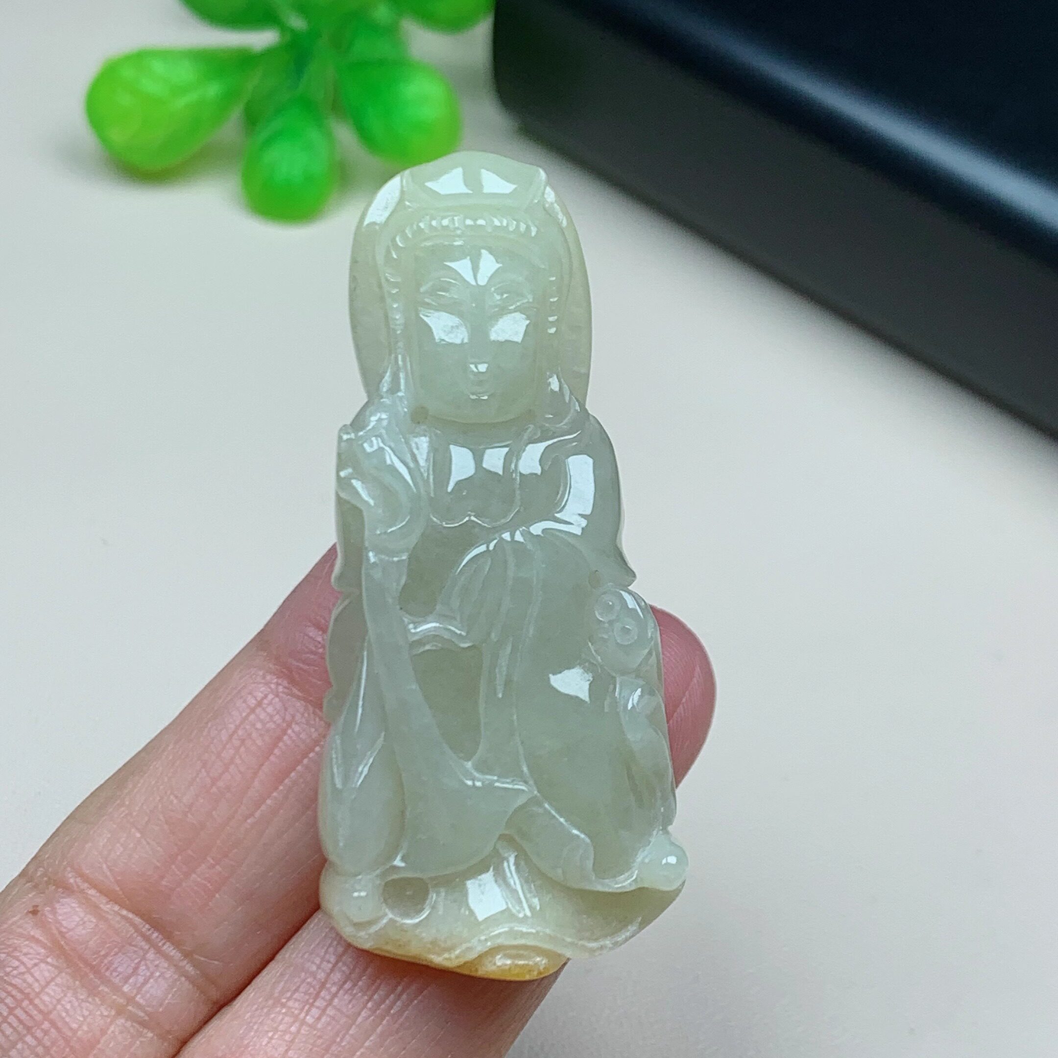 天然缅甸翡翠观音吊坠中国风玉石玉佩挂件女款毛衣链小孩玉坠