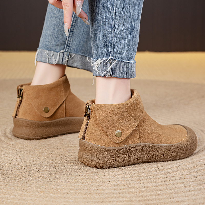 真皮大码棉鞋41-43厚底雪地靴女