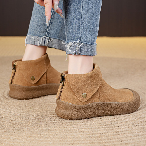 真皮大码棉鞋41-43厚底雪地靴女