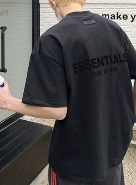 植绒字母ESSENTLAIS FOGESS2026短袖T恤男女嘻哈半袖潮牌美式上衣