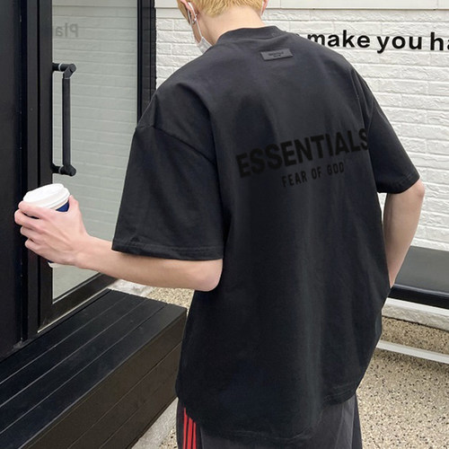 正版essentials短袖高街男女植绒