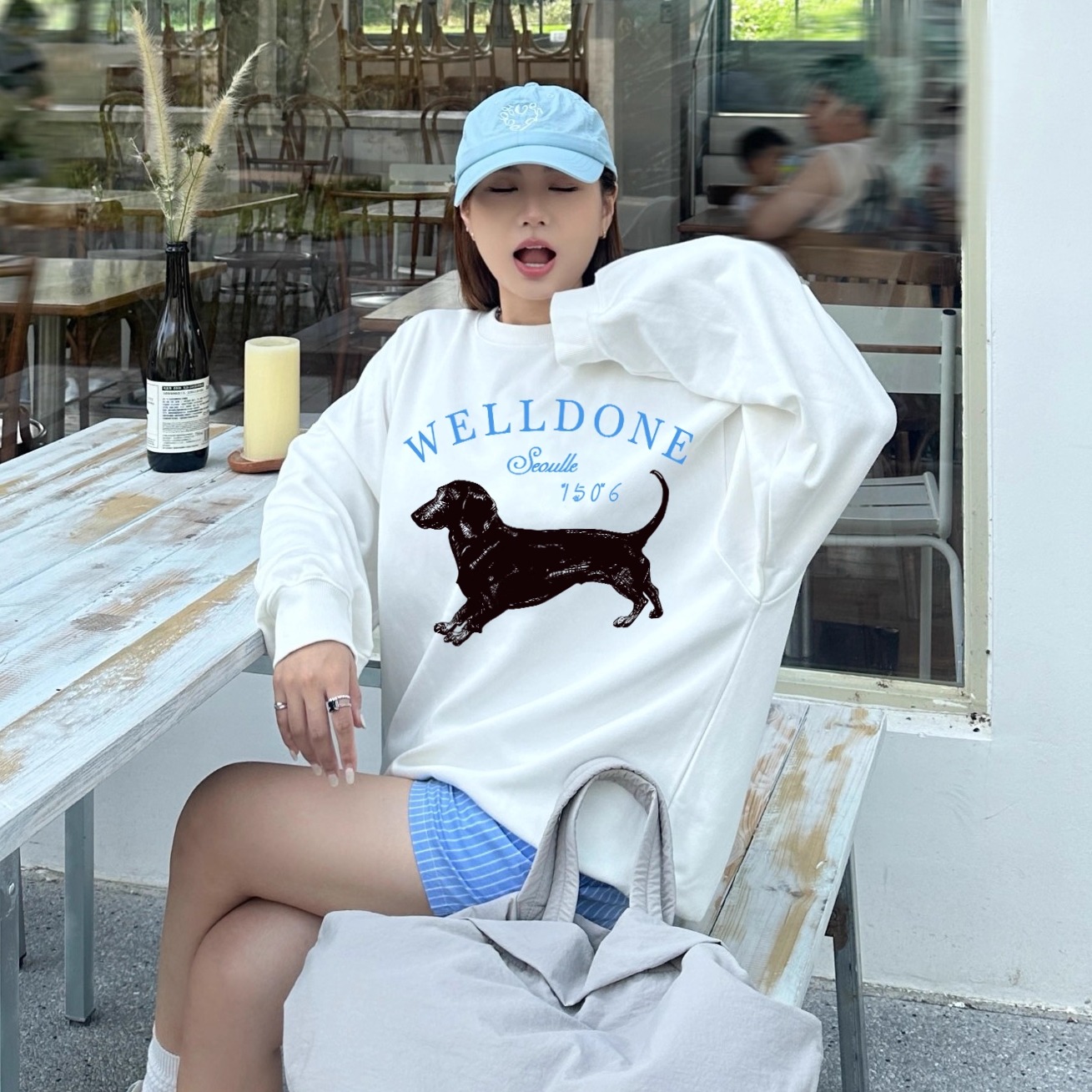 welldone腊肠狗圆领卫衣男女美式