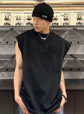 压胶ESSENTLAIS FOGESS2026背心男夏季纯棉美式马甲三道杠t恤上衣