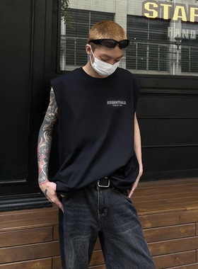 ESSENTLAIS FOGESS2026背心男女简约反光标潮牌美式T恤无袖坎袖夏
