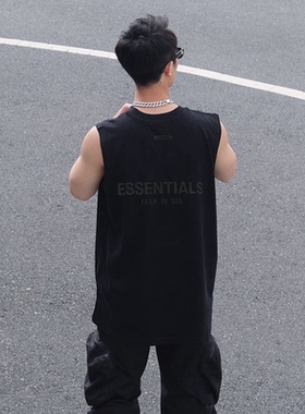 压胶ESSENTLAIS FOGESS2026背心男无袖马甲纯棉美式高街t恤上衣夏