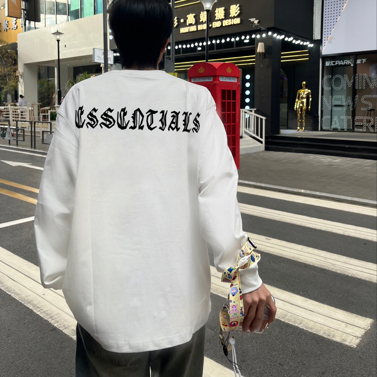 ESSENTIALS长袖T恤男女梵文印花